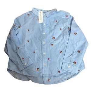 Gymboree Denim Button Down Shirt Floral Embroidered NEW Small 5-6 Blue Girls Kid